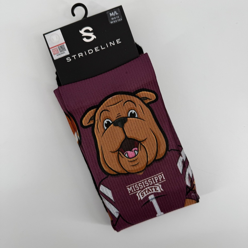 Mississippi State Bulldogs Mascot Football Crew Socks M L